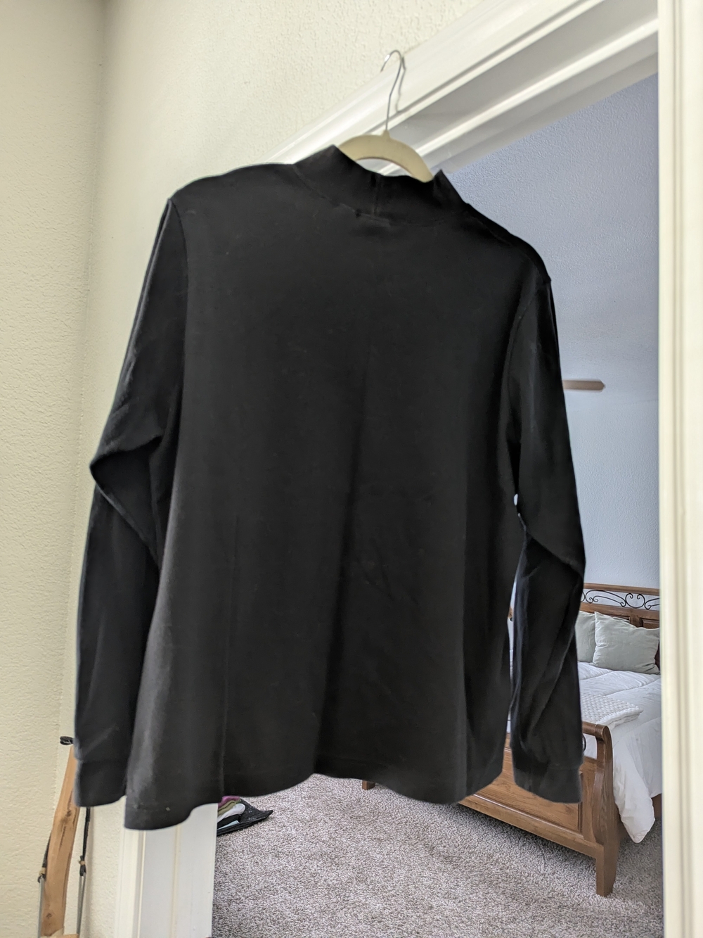 L.L. Bean Black Long-Sleeve Mock Neck Shirt Women's - Picture 2 of 3